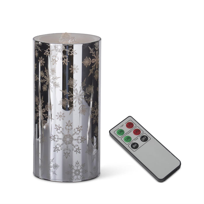 7.75 Inch Gold Mirrored LED Water Candle w/Timer