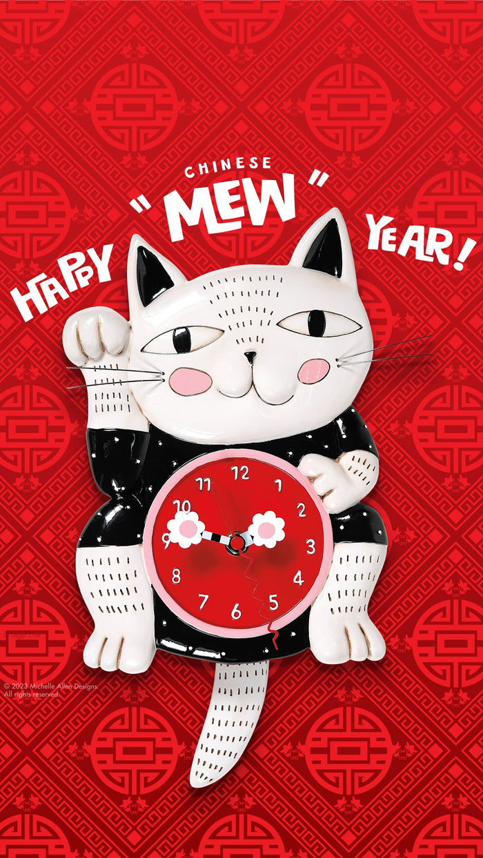 Allen Designs - Lucky Cat Swing Pendulum Wall Clock 6014456