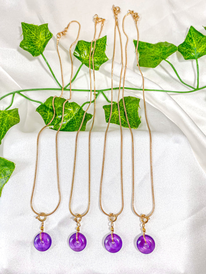 Amethyst Donut Pendant Necklace