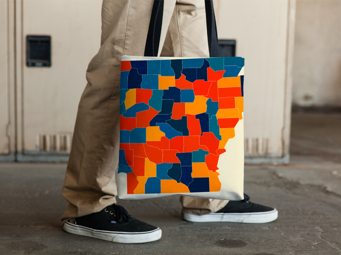 Arkansas Map Tote Bag - AR Map Tote Bag 15x15
