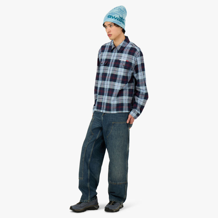 Awake NY Flannel Zip Shirt Blue
