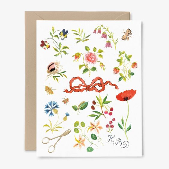 Bow & Flowers HBD Greeting Card
