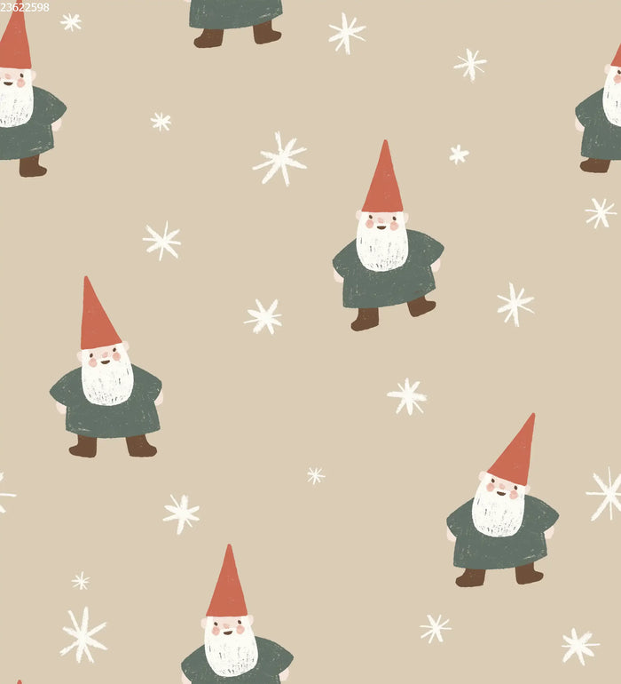 Christmas Gnome and Stars Big Beige - Family Fabrics B.V.