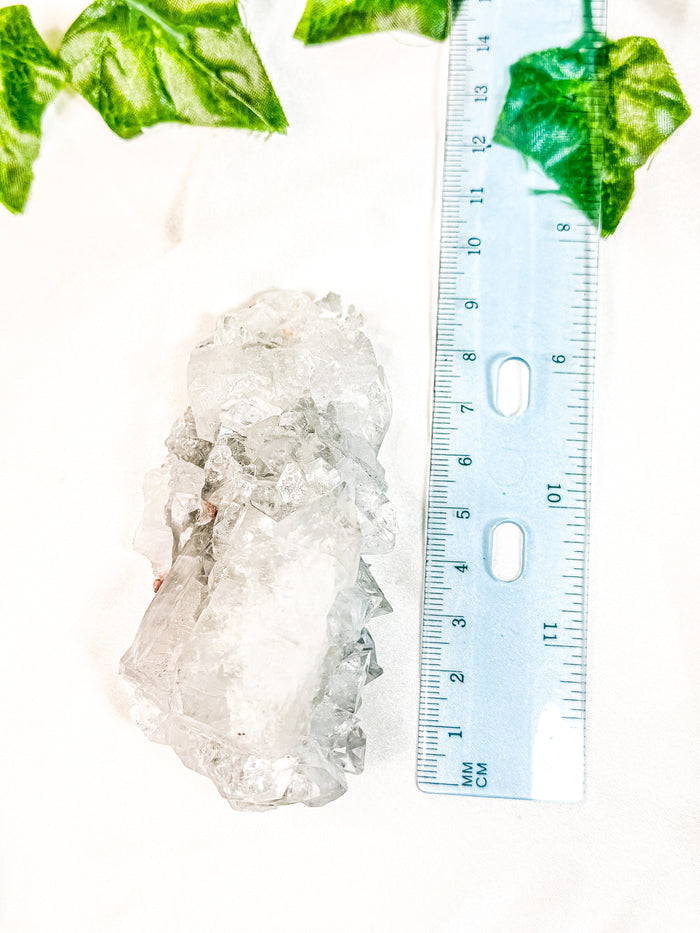 Clear Apophyllite Cluster on Blue Chalcedony Specimen #3