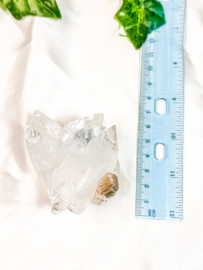 Clear Apophyllite with Peach Stilbite Specimen Cluster #3 (AAA)