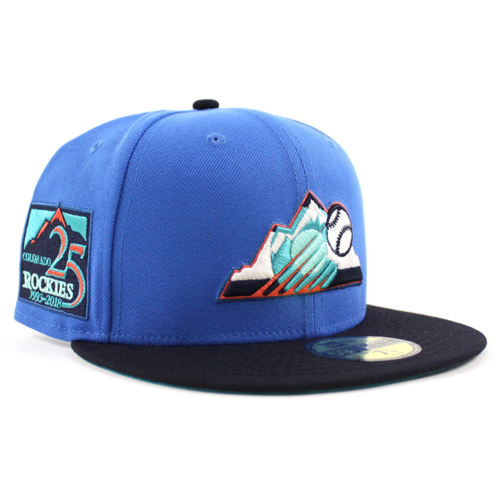 Colorado Rockies 25TH Anniversary New Era 59Fifty Fitted Hat (GITD Blue Navy Aqua Under Brim)