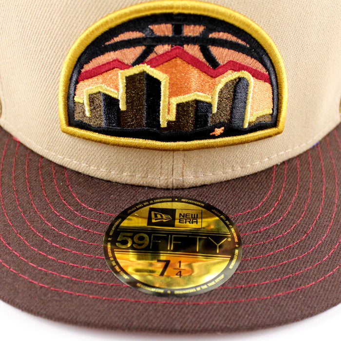 Denver Nuggets NBA New Era 59Fifty Fitted Hat (Camel Burnt Wood Red Under Brim)