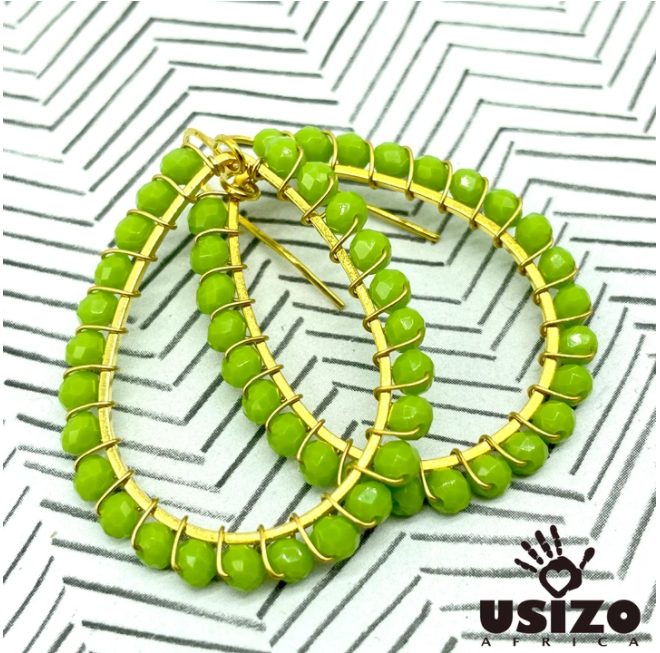 Designer Zulu Beaded Eco Drop Earrings with Gold Fittings