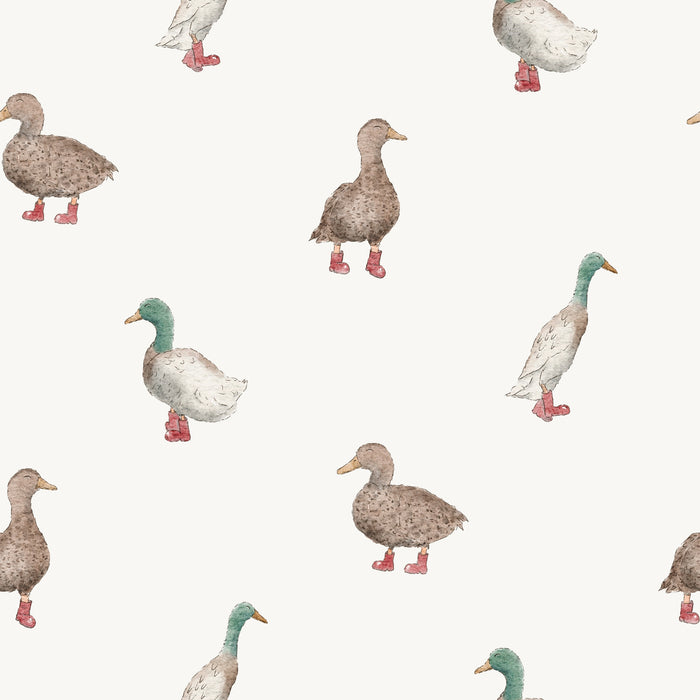 Ducks With Boots Red - Family Fabrics B.V.
