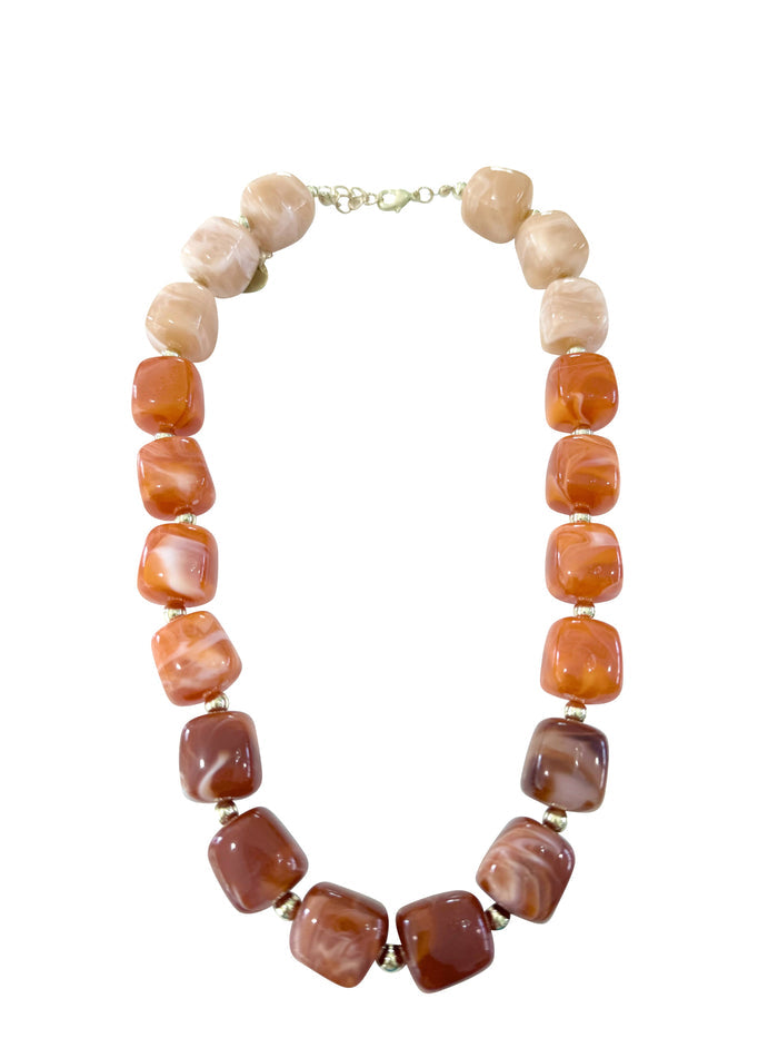 Gemelli - Charlotte Chunky Beaded Necklace- Rust Mix