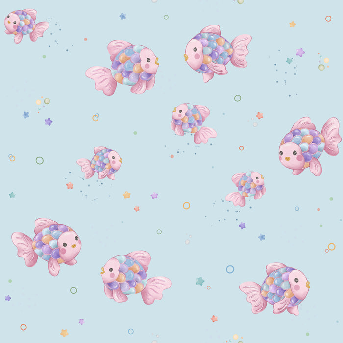 Girl Sparkling Fish Sky - Family Fabrics B.V.