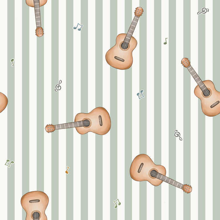 Guitar Tossed Sage Stripes - Family Fabrics B.V.