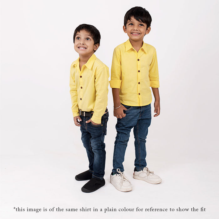 Honeycombed Bumblebee Embroidered Formal Shirt (1-8 Years)