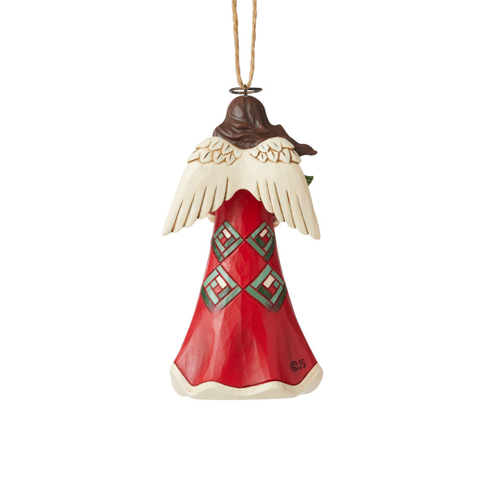 Jim Shore Heartwood Creek - Red & Green Angel Christmas Ornament 6006681