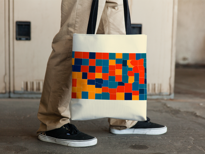 Kansas Map Tote Bag - KS Map Tote Bag 15x15