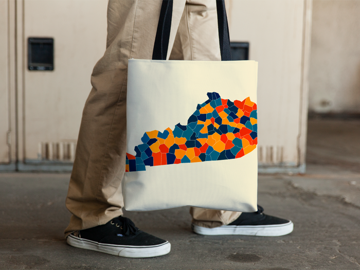 Kentucky Map Tote Bag - KY Map Tote Bag 15x15