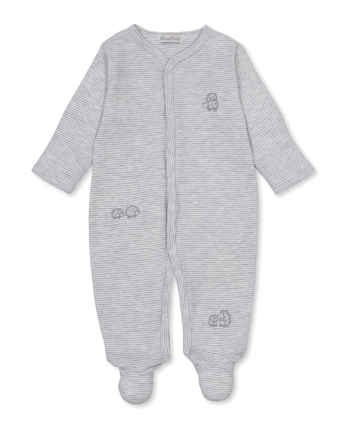 Kissy Kissy Footie in Grey Hedgehogs Little Woods