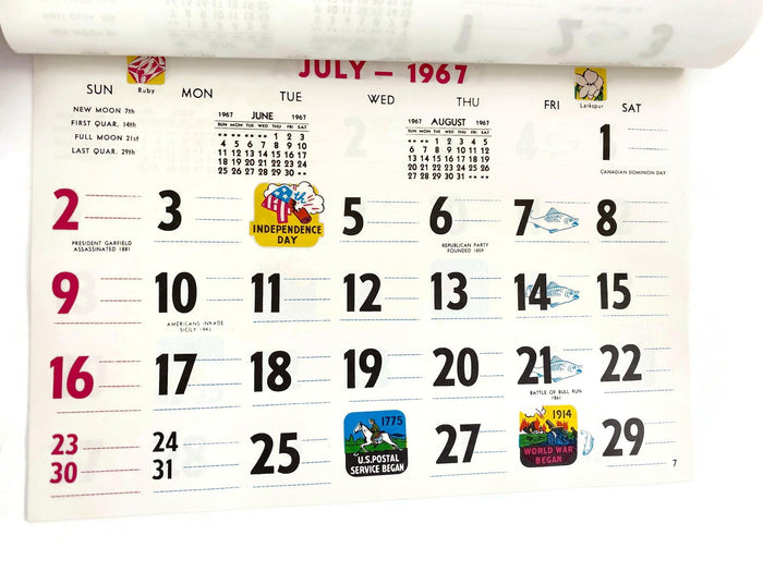 Midcentury Christmas 1967 Calendar at Duckwells