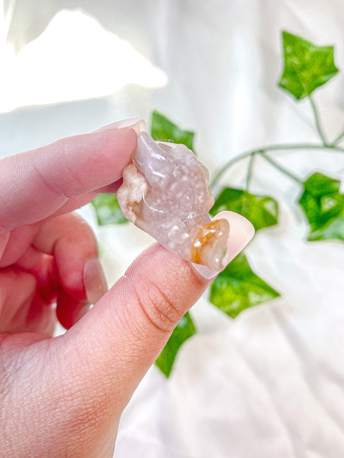 Mini Flower Agate Dragon Head
