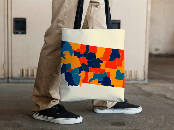 Montana Map Tote Bag - MT Map Tote Bag 15x15