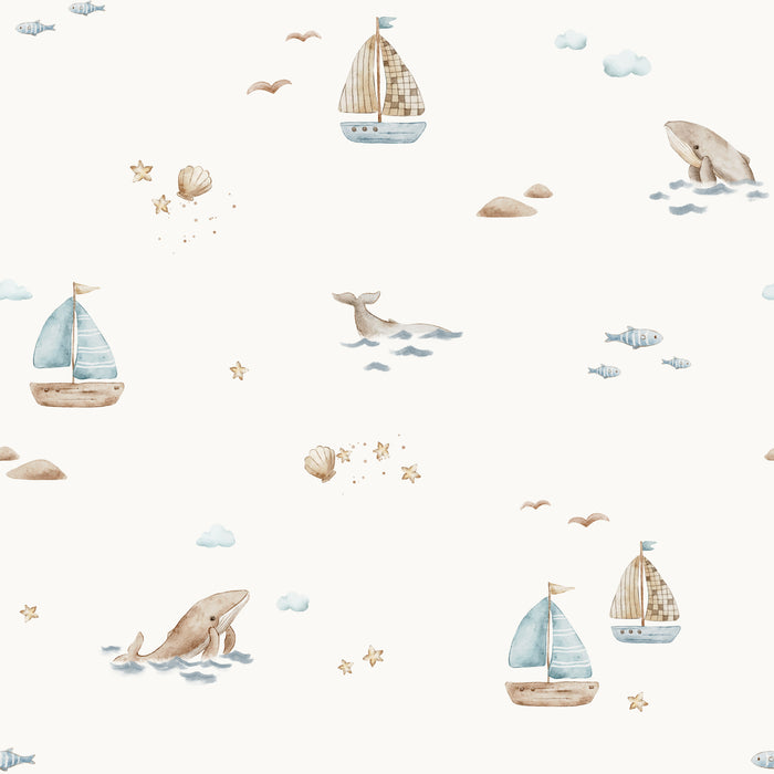 Ocean View with boats - Family Fabrics B.V.