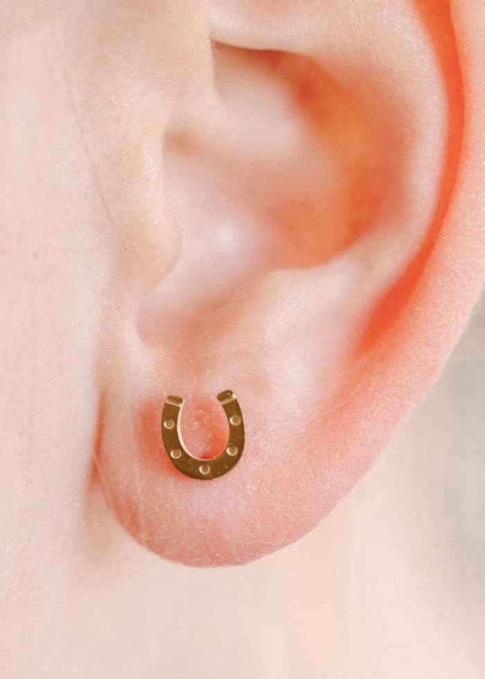 Pierced Co Lucky You Horseshoe Studs