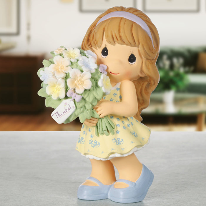 Precious Moments - Thanks A Bunch Girl with Flower Bouquet Figurine 242013