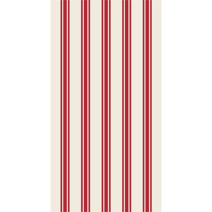 Red and white vertical striped pattern on a white background