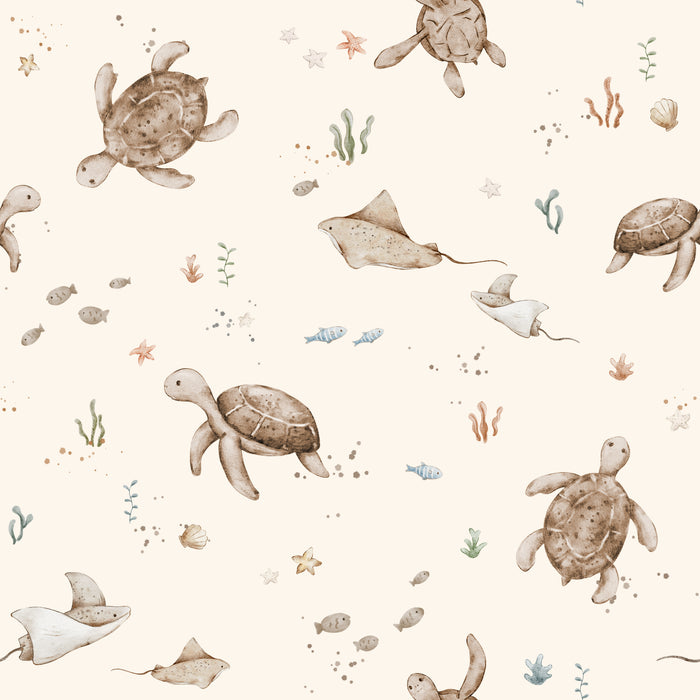 Turtle Land Brown Ivory - Family Fabrics B.V.