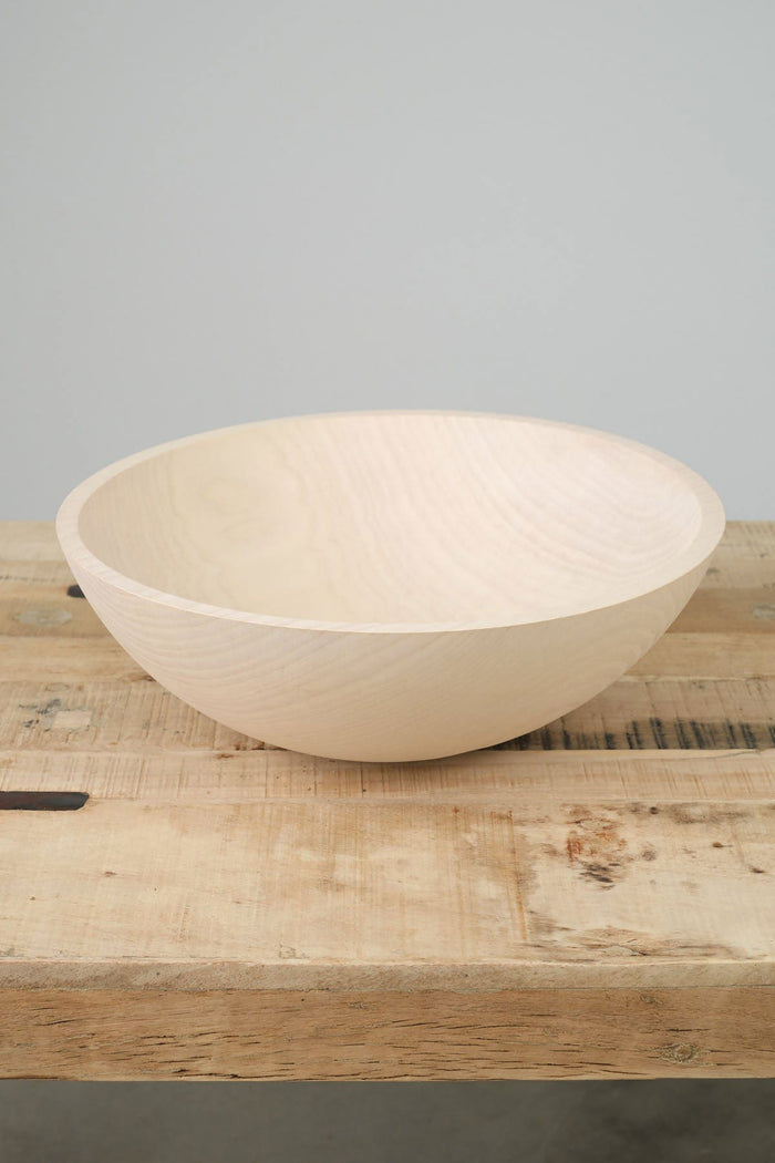 Farmhouse Pottery Home Kitchen Serving 15" Crafted Wooden Bowl Ash / White
