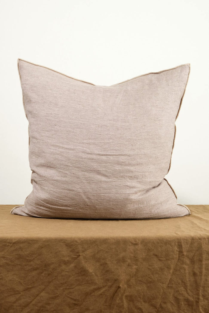 Maison De Vacances Home Pillows 26" X 26" Crumpled Washed Linen Vice Versa Cushion in Taupe Taupe/Cement / 26" X 26"