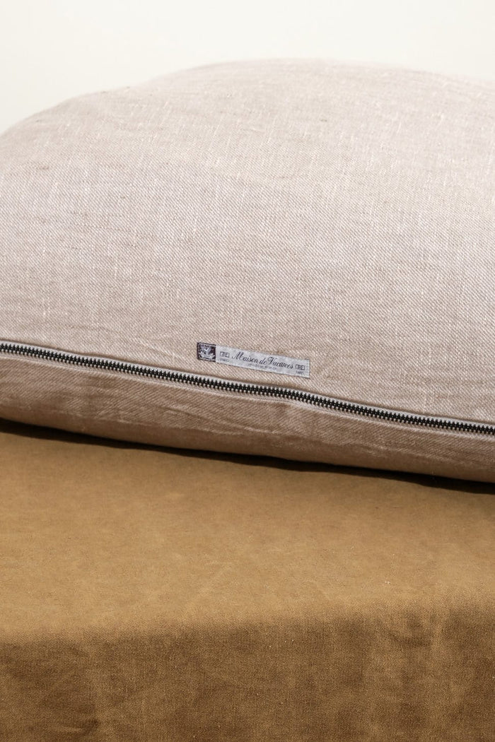 Maison De Vacances Home Pillows 26" X 26" Crumpled Washed Linen Vice Versa Cushion in Taupe Taupe/Cement / 26" X 26"