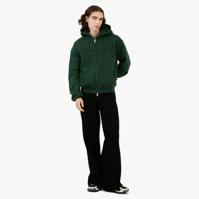 4YE Signature Zip Hoodie Forrest Green / Black