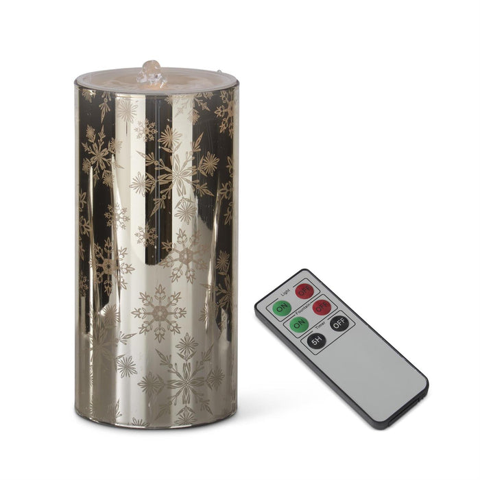 7.75 Inch Gold Mirrored LED Water Candle w/Timer