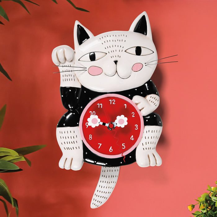 Allen Designs - Lucky Cat Swing Pendulum Wall Clock 6014456