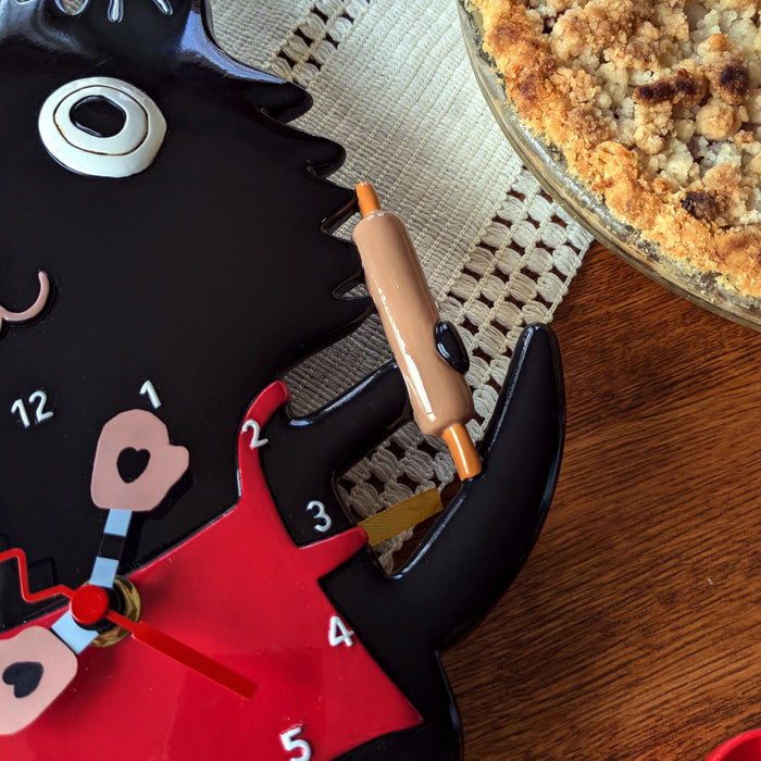 Allen Designs - Sugar Paws Black Cat Chef Swing Pendulum Wall Clock 6016851