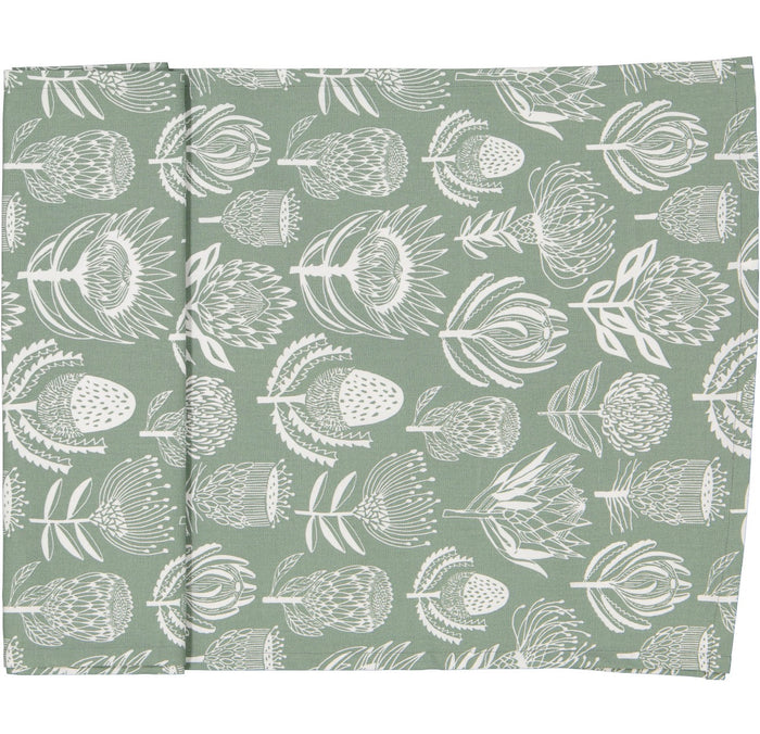 Alove Supreme Floral Kingdom Table Runner – White on Sage