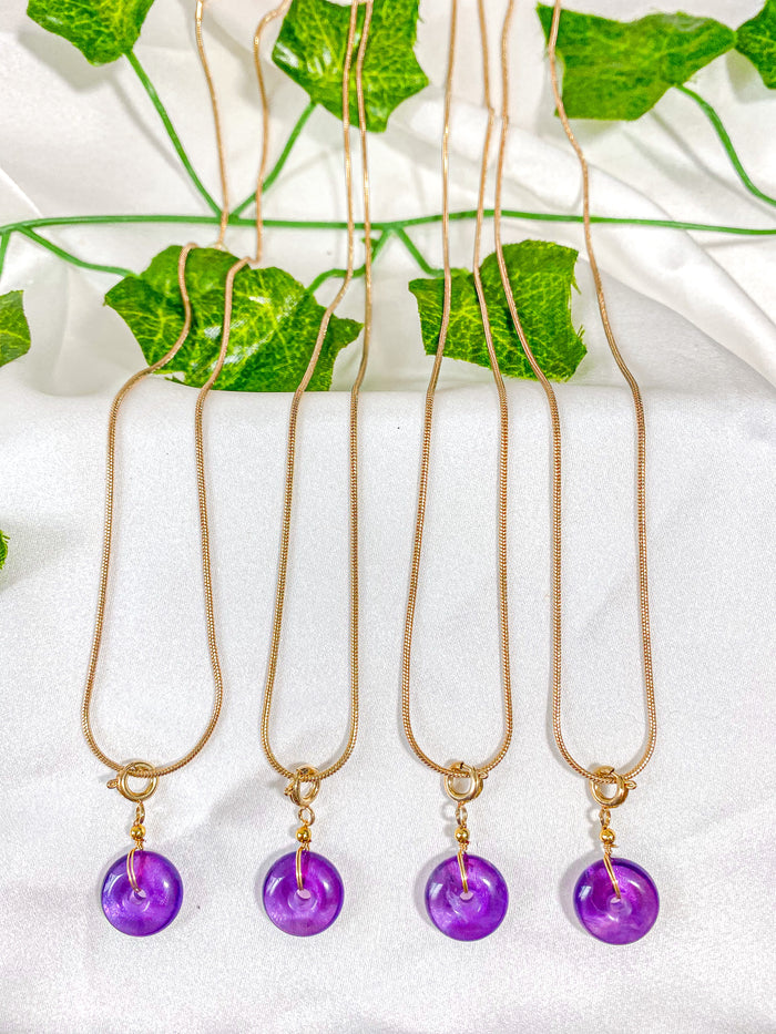 Amethyst Donut Pendant Necklace
