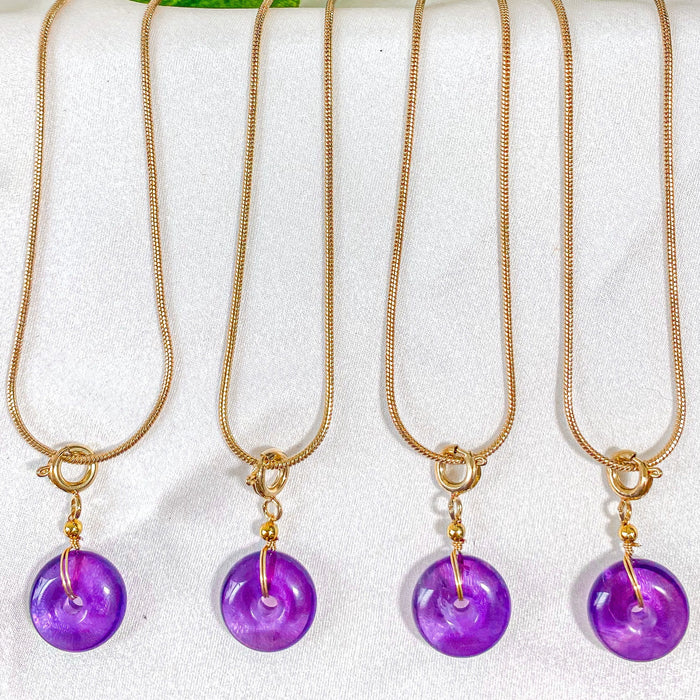 Amethyst Donut Pendant Necklace