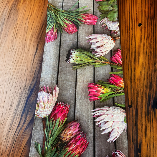 Anna's Bunch of Proteas Linen Table Runner