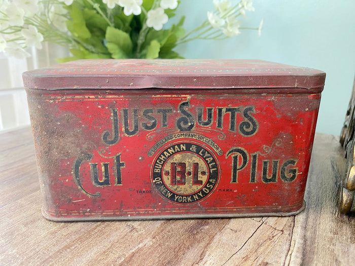 Antique Just Suits Advertising Tin at Duckwells