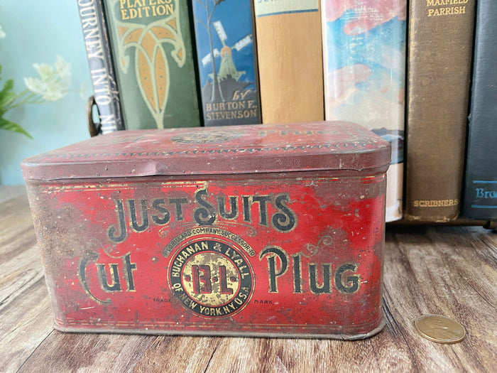 Antique Just Suits Advertising Tin at Duckwells