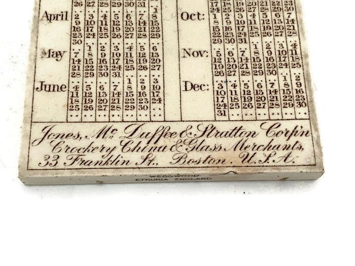 Antique Wedgwood Boston Calendar Tile at Duckwells