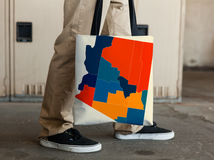 Arizona Map Tote Bag - AZ Map Tote Bag 15x15