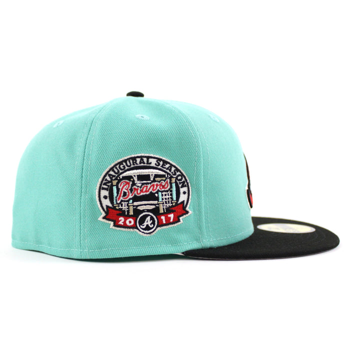 Atlanta Braves 2017 Inaugural Season New Era 59Fifty Fitted Hat (GITD Mint Black Gray Under Brim)