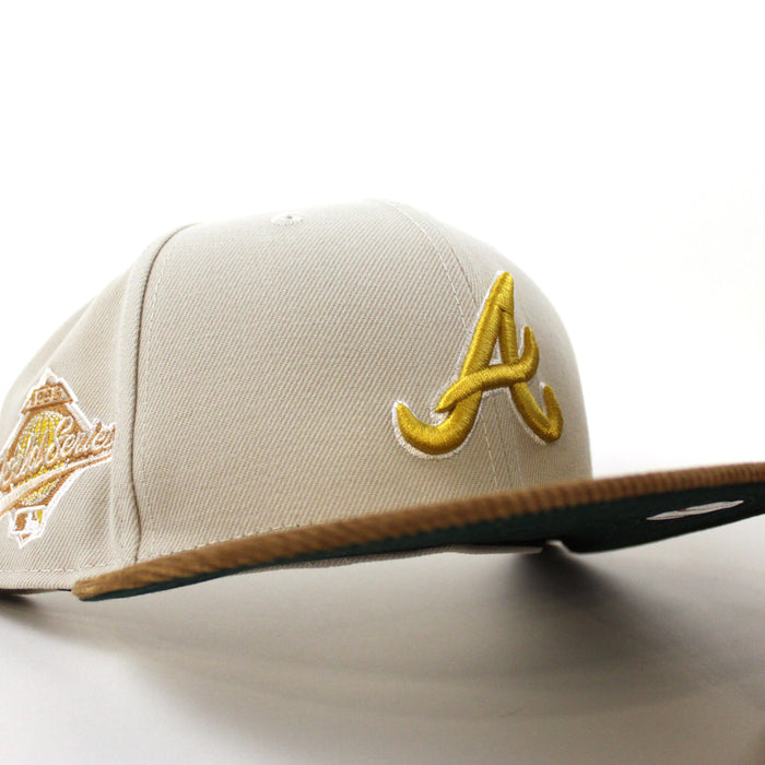 Atlanta Braves 2022 5950 CORD VISOR New Era Fitted Hat (Corduroy Green Under Brim)