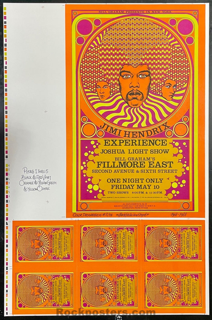 AUCTION - AOR 2.90 - Jimi Hendrix - Uncut Sheet FE-7-RP-2  - David Byrd Signed - Poster - Near Mint - SF Rock Posters & Collectibles