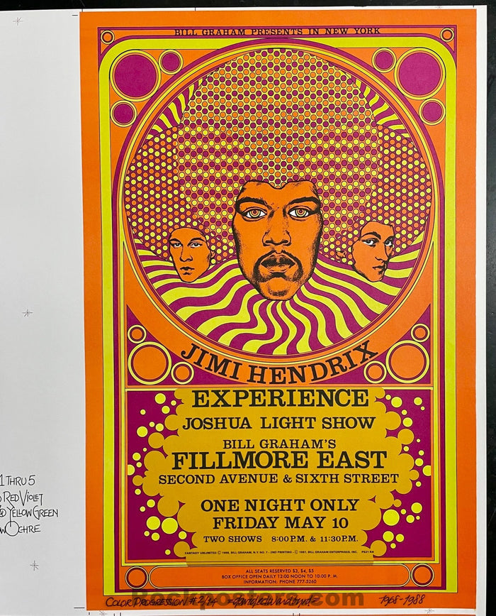 AUCTION - AOR 2.90 - Jimi Hendrix - Uncut Sheet FE-7-RP-2  - David Byrd Signed - Poster - Near Mint - SF Rock Posters & Collectibles