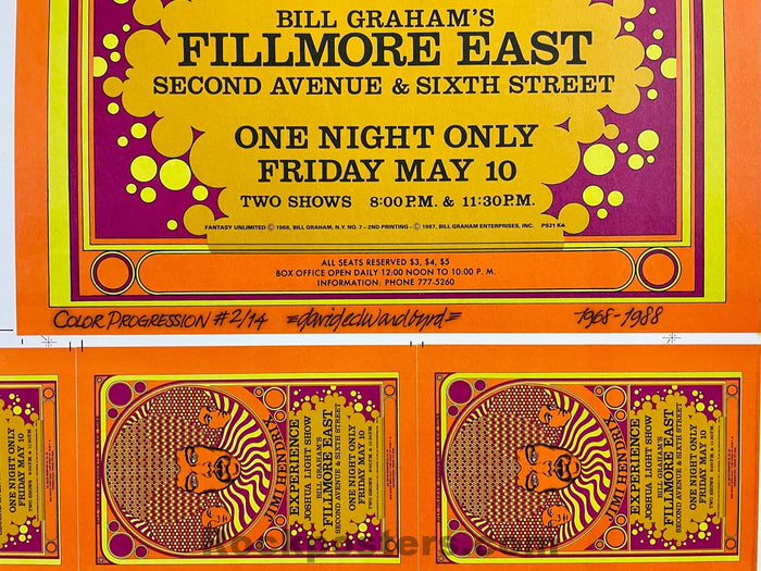 AUCTION - AOR 2.90 - Jimi Hendrix - Uncut Sheet FE-7-RP-2  - David Byrd Signed - Poster - Near Mint - SF Rock Posters & Collectibles