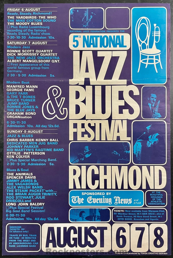 AUCTION - AOR 3.190 - Yardbirds The Who - 1965 Poster - UK Festival - Excellent